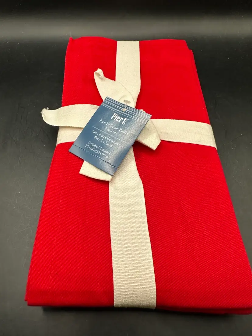 Pier 1 Imports Christmas Red Classic Buffet Cotton Napkins Set of 4