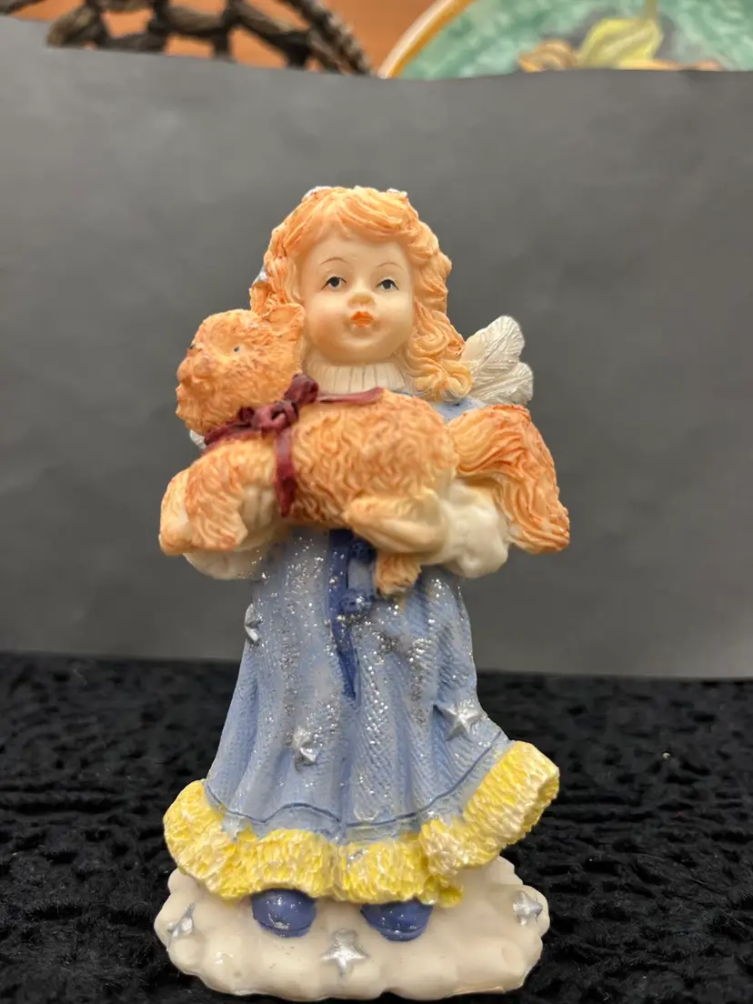 Ginger Haired Angel w/ Fairy Dust (glitter) Holding a Ginger Haired Kitten. Cornerstone Creations-2000