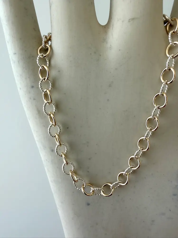 Beautiful Combination Sterling Silver And Goldfill Link Bracelet