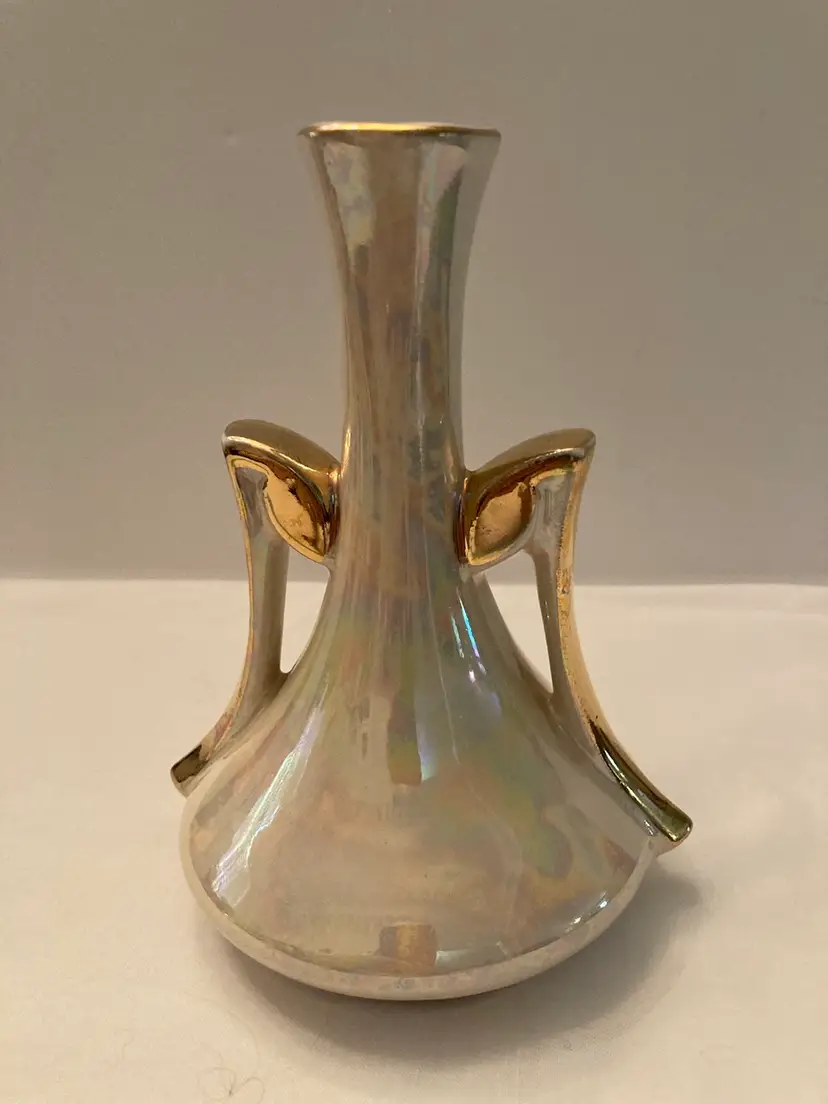 Opalescent Vintage Vase With Gold Accents