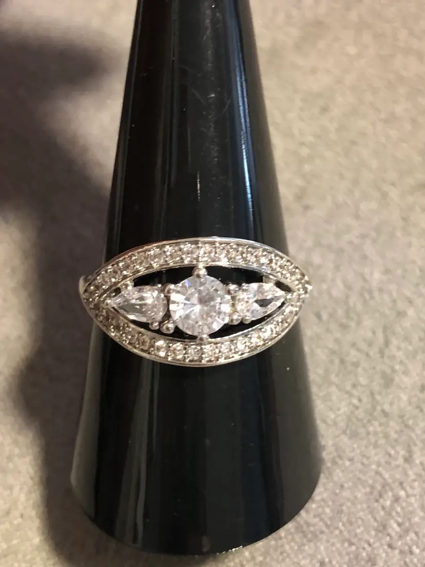 Silver-Tone Cubic Zirconia Size 9 Ring