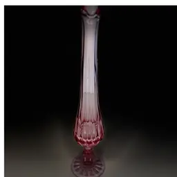 Fenton Pink Thumbprint Swung Glass Pedestal Vase 12"