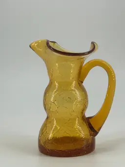 Amber Crackle Glass Decorative Pitcher