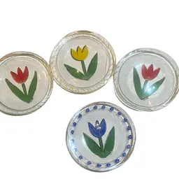 Ulrica Hydman Vallien “Tulipa” Salad Plates Set Of 4 Kosta Boda