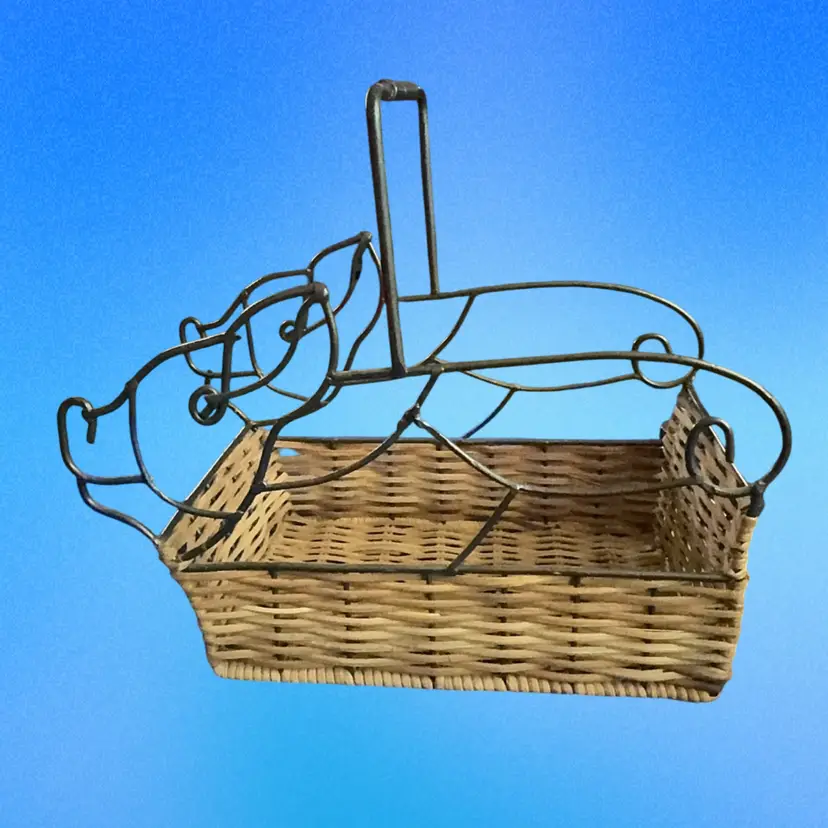 Wire & Woven Piggy Basket