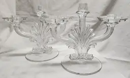 Fostoria Crystal 3 Taper Candlestick with Bobeches