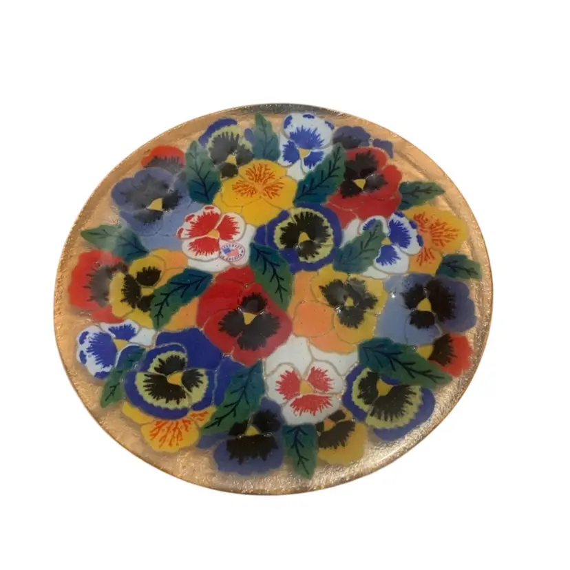 Peggy Karr Signed Fused Glass Flower Plate