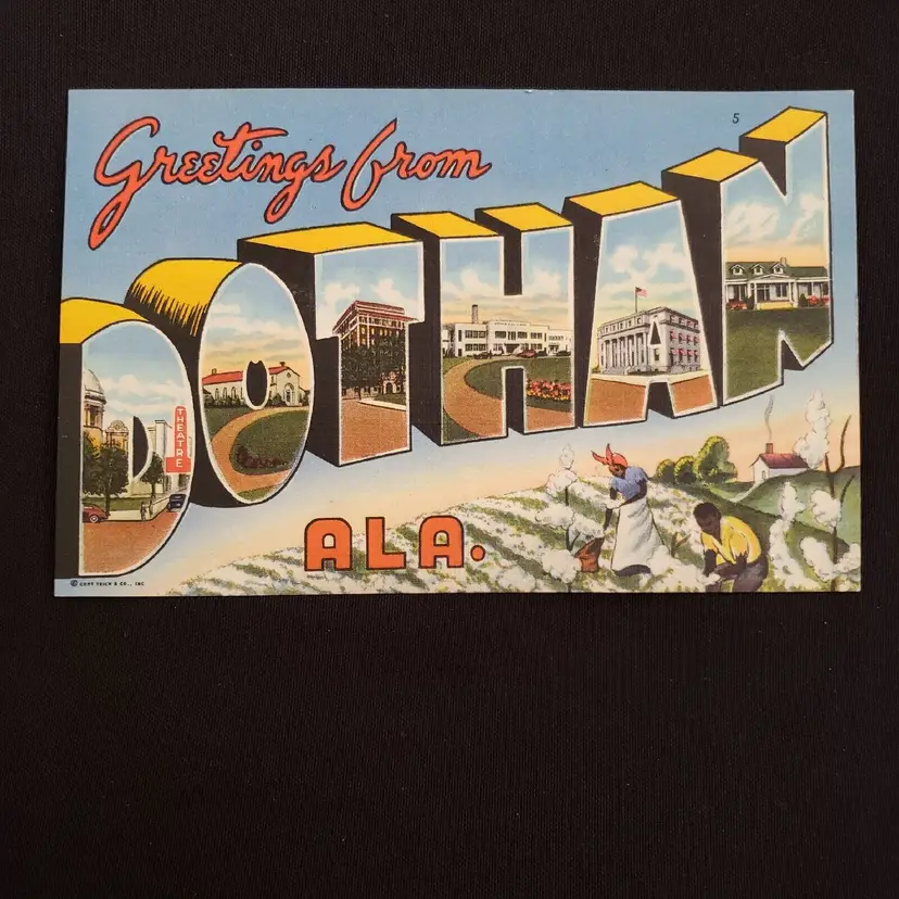 Postcard Greetings From DOTHAN Alabama unused unposted Vintage