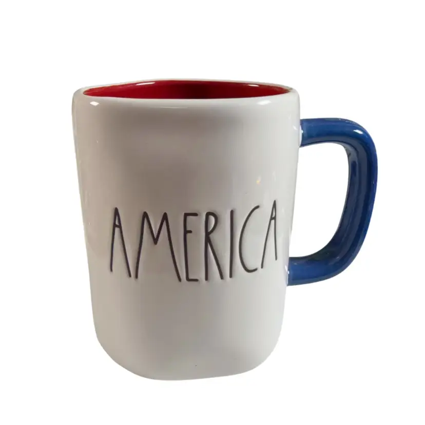 Rae Dunn Ceramic America Mug 5” x 3.5”