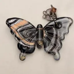 Butterfly Studio Art Fused Glass Bugs Pendant with Attachments 2¼" Wide Unbranded