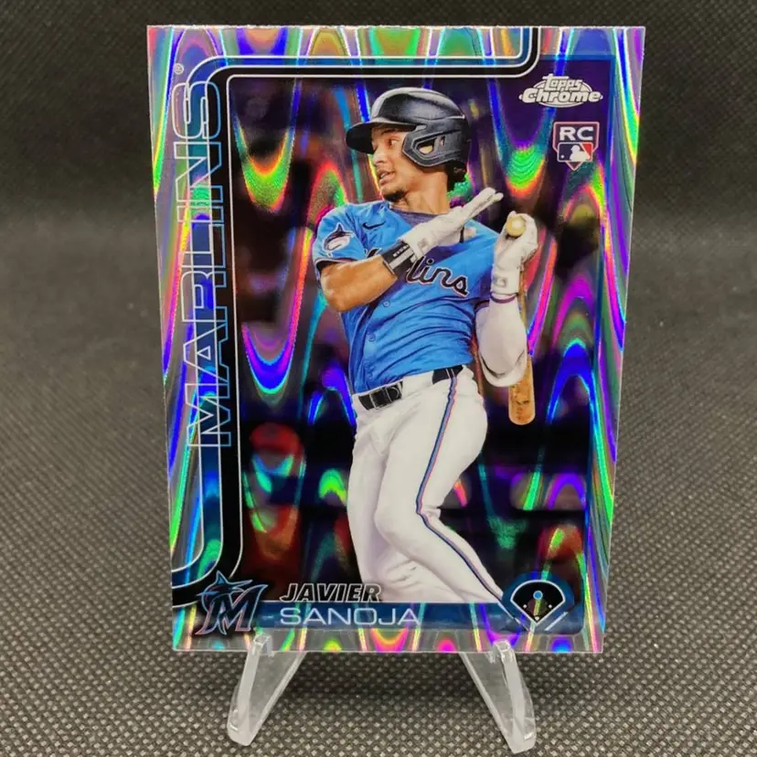 Javier Sanoja 2025 Topps Chrome Ray Wave Rookie RC #76 - Miami Marlins