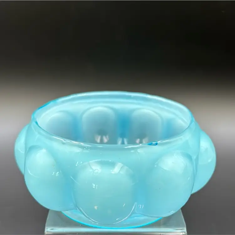 Fenton glass melon bowl powder blue overly 1930s
