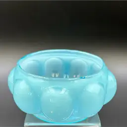 Fenton glass melon bowl powder blue overly 1930s