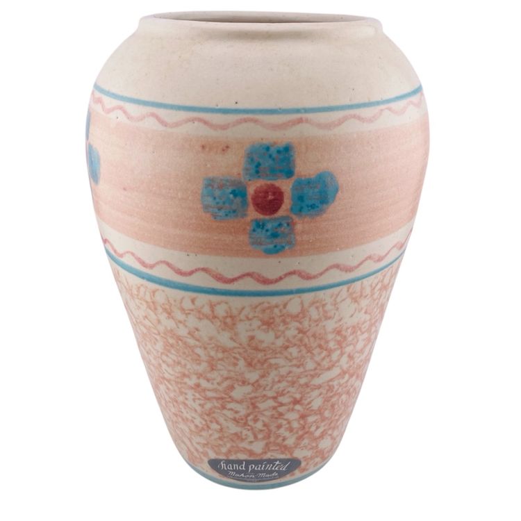 Vintage Pastel Confetti Jar Vase Pink Blue Mahon Made 1980s