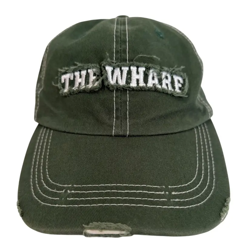 The Wharf Live Band Music Venue Distressed Army Green Unisex Adjustable Hat