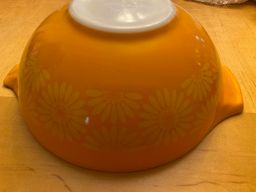 SET OF 2 ORANGE CINDERELLA DAISY SUNFLOWER PYREX BOWLS