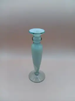 Vintage Pale Green & White Cased Single Bud Vase 6"