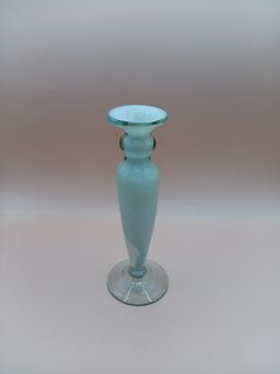 Vintage Pale Green & White Cased Single Bud Vase 6"