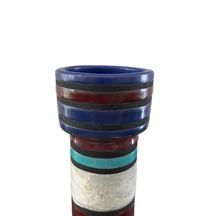 Aldo Londi Bittosi Cambogia Striped Vase 1960s  Signed Italy with Original Raymor Sticker