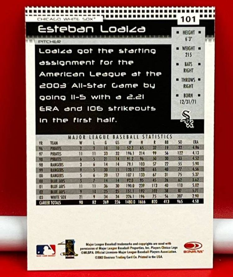 2004 Donruss Collector Baseball Trading Card White Sox Esteban Loaiza #101