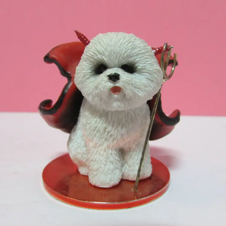 vintage Bichon Frise devil dog small figurine Tiny Ones Halloween