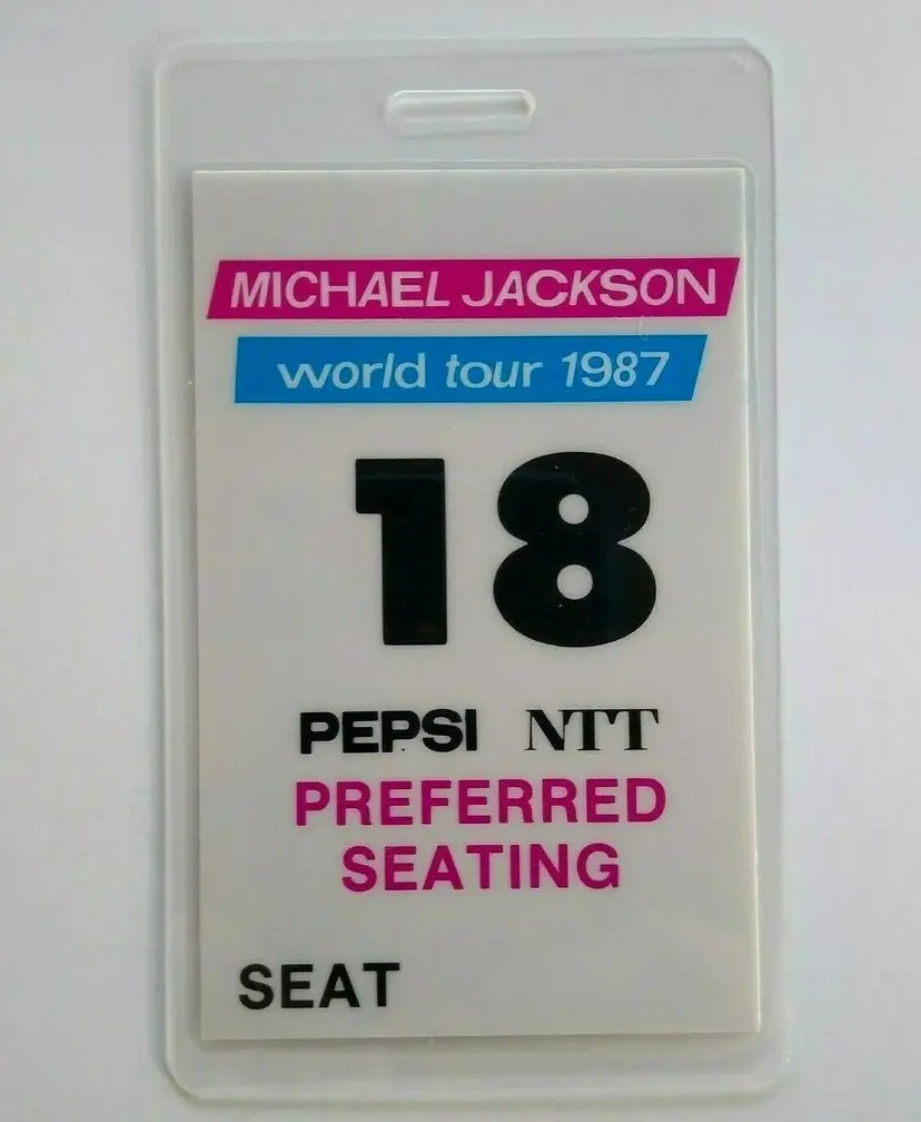 Michael Jackson Preferred Seat #18 Backstage Pass Original Bad 1987 Concert Tour