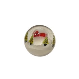 Marble * Zac De Simone Art Glass - 1.25” - 3D Christmas Scene Red Barn & Trees In Snowy Field