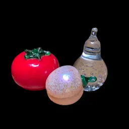 14. Eat Your Fruit Set Of Three Glass Fruit.