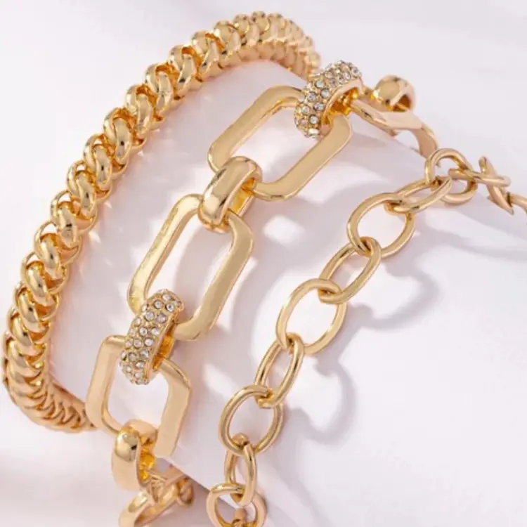 3 CHUNKY CHAIN BRACELET SET