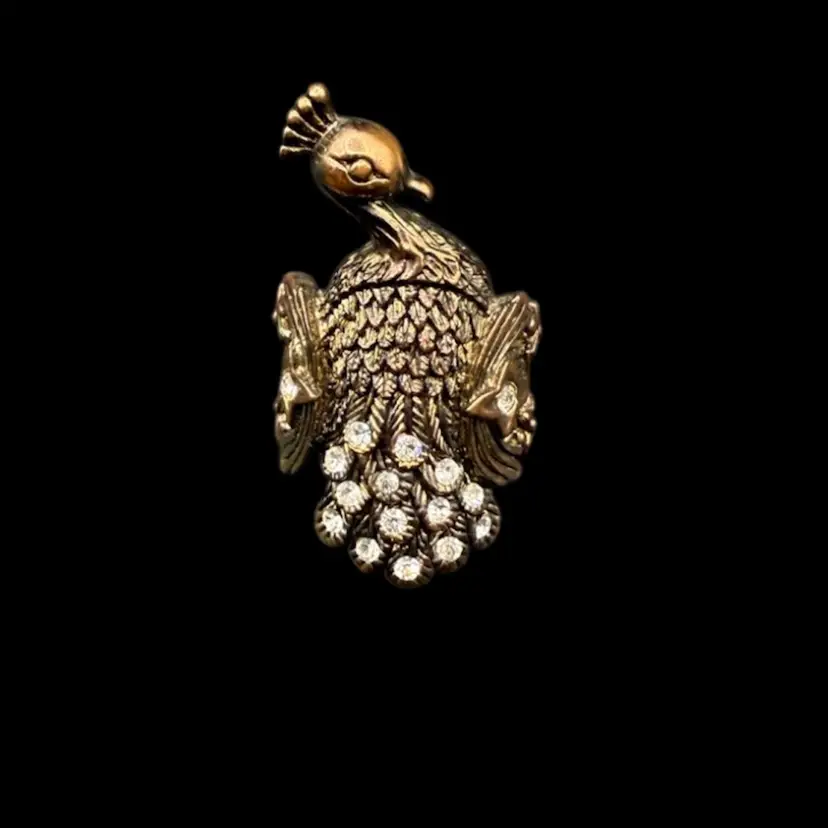 Vintage Peacock Rhinestone Ring