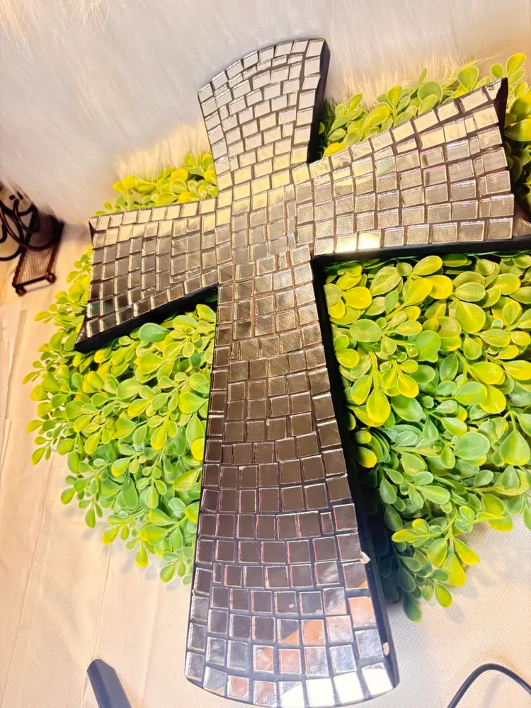 Mirrored Mosaic Cross Decorative Wall Hanging