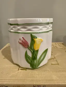 Jay Willfred Andrea by Sadek Ceramic Tulip Cachepot Planter Made in Portugal