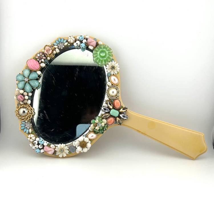 Blinged Art Deco Celluloid Mirror 12”x 8” *READ*