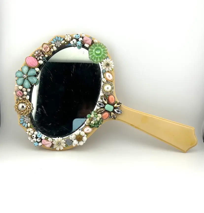 Blinged Art Deco Celluloid Mirror 12”x 8” *READ* Made By Me