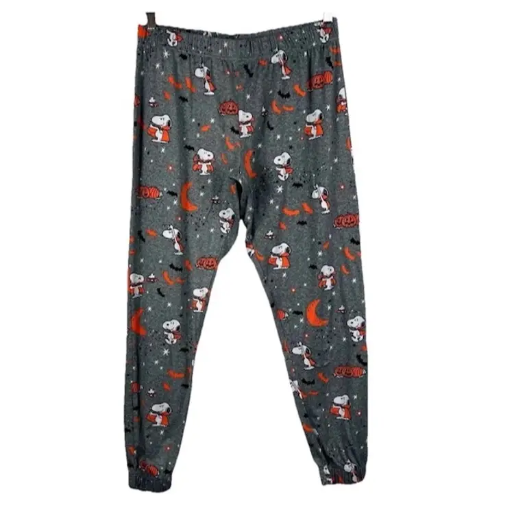 Munki Munki Peanuts Women's Medium SNOOPY Halloween Pajama Pants Lounge Gray