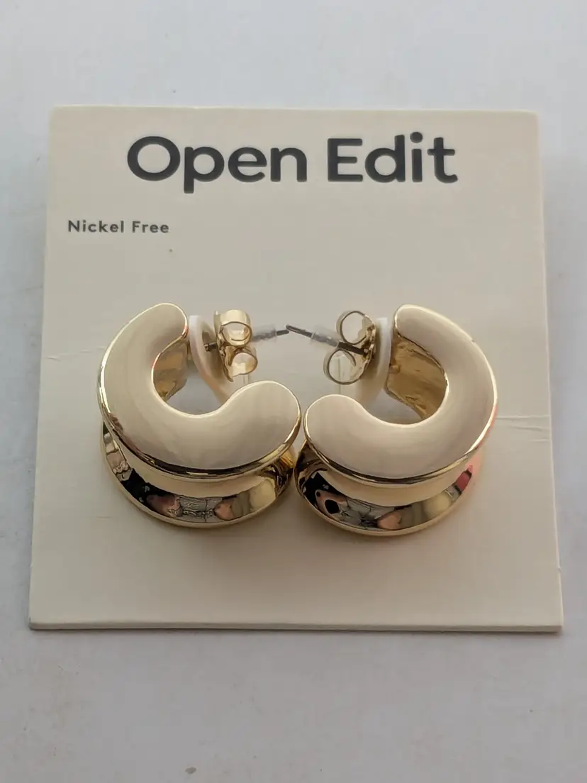 Nordstrom Open Edit Chunky Gold-Tone Hoop Earrings NWT