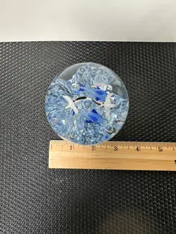 Dolphins & Seagulls Art Glass Paperweight 3"