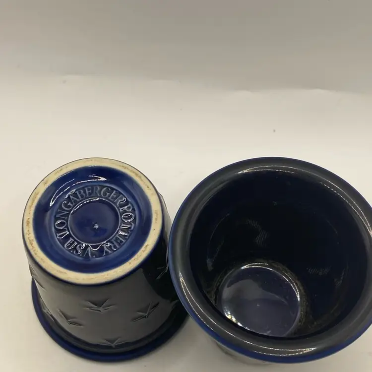 Longaberger Pottery Proudly American Mini Star 2 Votive Cups Dark Blue