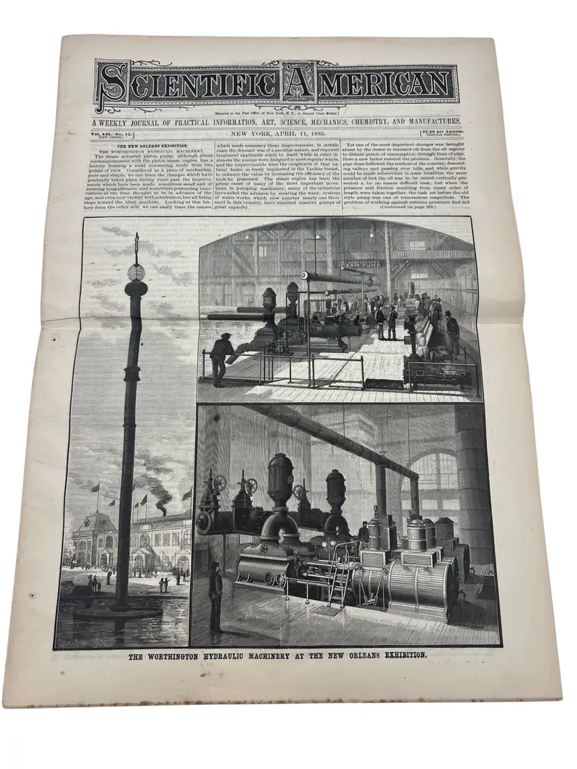 Scientific American April 11 1885 Issue New Orleans Exposition Cover Antique