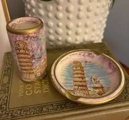 1950’s Souvenior Leaning Tower Of Pisa Ashtray And Cigarette Holder