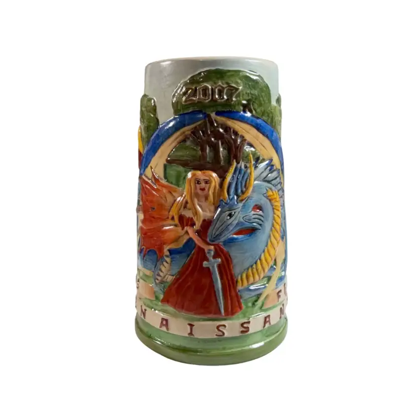Texas Renaissance Festival DragonSlayer Stein 7” x 8” from 2007 Ltd Edition