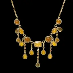 Gold Tone Dangle Necklace Brown And Gold Tones