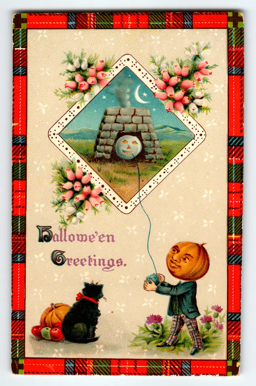 Gottschalk, Dreyfuss & Davis 1907-1915 Halloween Postcard Pumpkin Head Boy