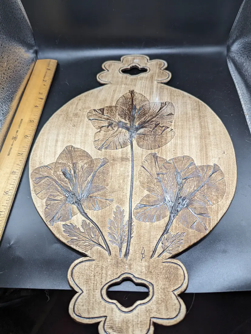 Vintage Studio Art Pottery by Donna Pries Nature Imprints in Clay Charcuterie Display Board