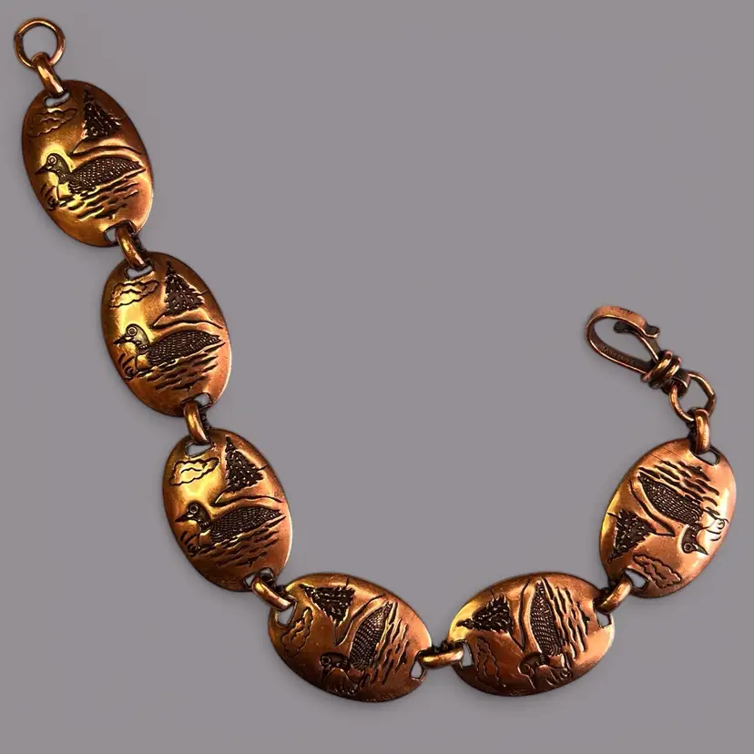 Vintage Mid Century Modern MCM Copper Bracelet 8” Unique Clasp