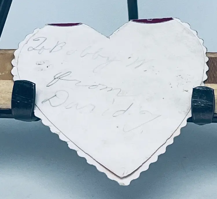 Antique Victorian Valentine Card 1900s Embossed Lace Heart Edwardian Romantic Poem