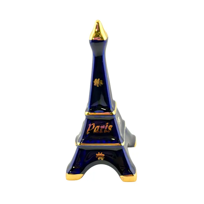 Vintage Limoges Cobalt Blue Paris Eiffel Tower Figurine 3.5” Tall x 1.5” Wide