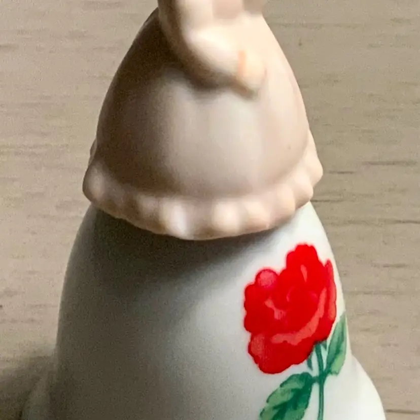 Vintage June Bell Girl On Top With Red Rose Figurine Ceramic, By Russ Berrie & Co, Made In Philippines , MPN 15236