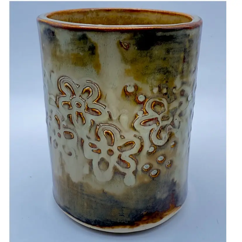 Handmade glazed  Pottery Pencil Or Art Brush Cup