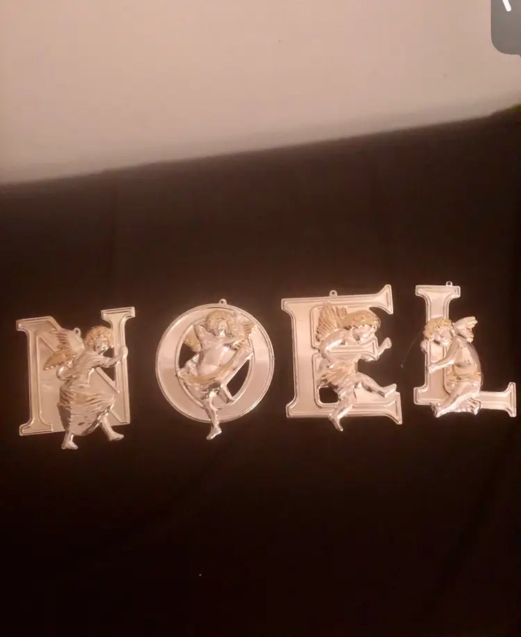 Department 56 NOEL Angels Gold Silver Plated Metal Letters Christmas Holiday